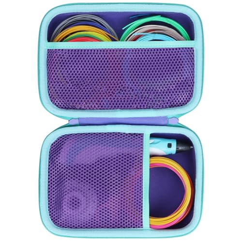 Lebakort Hard Case Compatible with SCRIB3D P1 Advanced / MYNT3D Super Professional Printing / 3Doodler Flow / PIKA3D PRO 3D Printing Pen (Purple + Teal Case)
