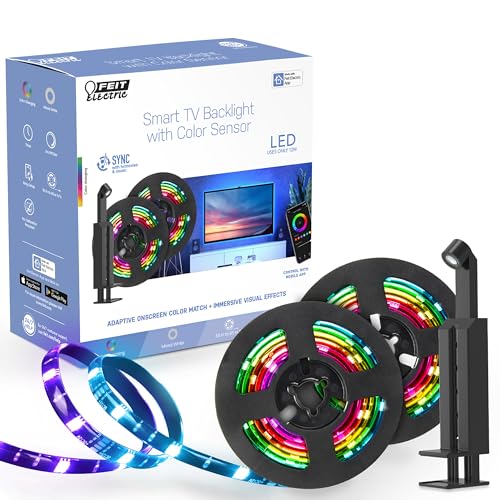 Feit Electric Smart TV Backlight with Color Sensor and 11.5ft LED Tape Light Supports 55"-85" TVs, RGB Backlight, No Hub Required - TAPETV85/RGB/AG