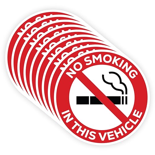 Sticky Expressions | No Smoking Stickers for Vehicles (9 Pcs), Size 2x2 – Durable, Waterproof Vinyl Car Stickers – Perfect No Smoking Sign for Car, Trucks, and Other Vehicles.