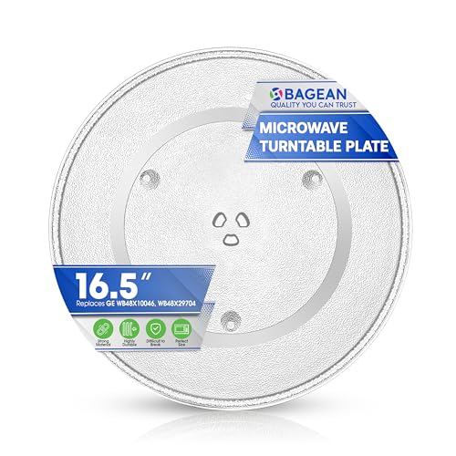 Microwave Plate Replacement 16.5 inch Fits WB48X10046 and WB48X29704 GE Microwave Turntable Plate - Exact Replacement Microwave Glass Plate - Durable Oven Dish Tray For Better Reheating and Cooking
