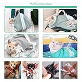 7 Pieces of Cat Bathing Supplies,Anti-Scratch Silicone Cat Shoes,Cat Claw Covers, Cat Shower Net Bag,Cat Bathing Bag,Elizabethan Collar (Grey-3)