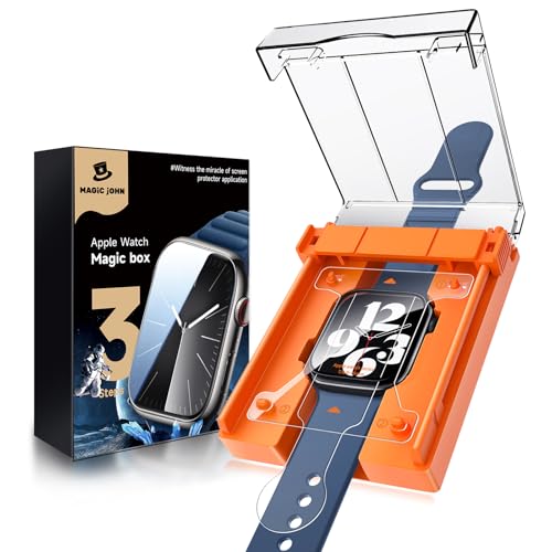MAGIC JOHN 2 Pack for Apple Watch Series 9/8/7 45MM Screen Protector, [Automatic Align Tech] Self-Healing Flexible TPU Film for iWatch Series 9/8/7, HD Transparent, Anti Scratch, Bubble Free