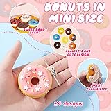 24 Pieces Realistic Artificial Toy Donuts, Scented Fake Donuts Squeeze Rainbow Desserts Stress Balls Toy Food Party Decorations Cakes Fake Desserts for Birthday Party Supplies Shop Decorations