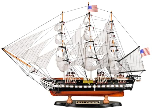 SAILINGSTORY Wooden Model Ship USS Constitution 1/140 Scale Replica Frigate Sailing Warship Model Sailboat Decor