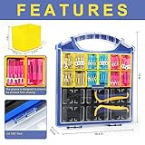 haisstronica 380PCS Marine Grade Heat Shrink Wire Connectors Set, 22-10 AWG Electrical Wire Connectors Kit,Ring Fork Butt Splice(3Color/12Size),with 9" Crimping Tools and Organizer