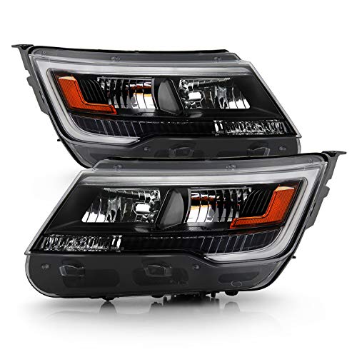 AKKON-2019 Ford Explorer Sport | Limited | Platinum | XLT LED Bar DRL Black Headlights Pair Replacement