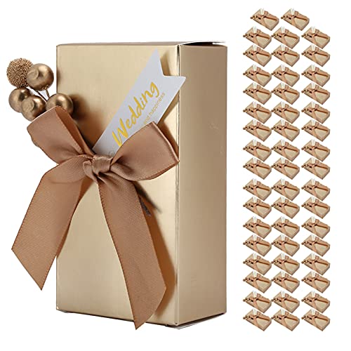 Wedding Favor Boxes, Party Favors Boxes with Bowknot Favor Boxes for Wedding Champagne Gift Box with Ribbon Champagne Gold Gift Boxes Champagne Color Candy Gift Boxes Candy Gift Box