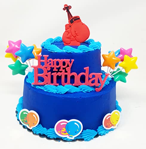 Boxer Themed 7 Piece Boxing Birthday Cake Topper Set (Unique Design)