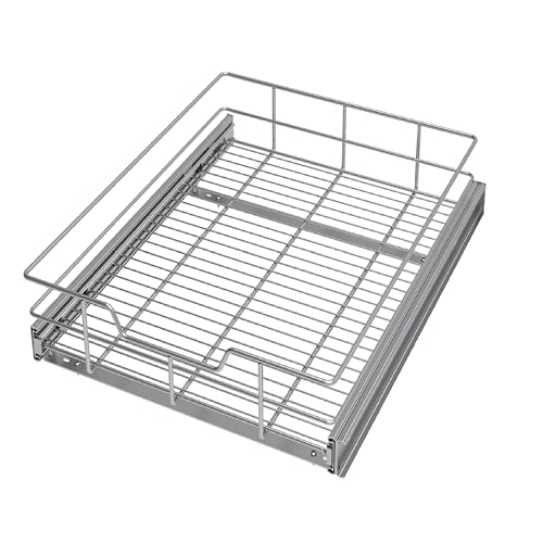 Pull Out Cabinet Organizer 14" W X 22" D, Slide Out Drawers For Kitchen Organizers and Storage, Pull Out Drawers For Cabinets Capacity Heavy Duty Caddy, Cabinet Shelves Chrome-Plated, Bathroom Pantry