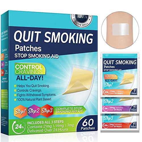 Quit Smoking Patches Step 3 in 1,60 Count Stop Smoking Aids Patches Smoking Aid to Help Quit Smoking Transdermal System Patch Help to Quit That Work