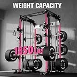 RitFit M1 & M1 Pro Smith Machine with Cable Crossover System, Multi-Function Squat Rack Power Cage for Home Gym, Power Rack and Packages Pink