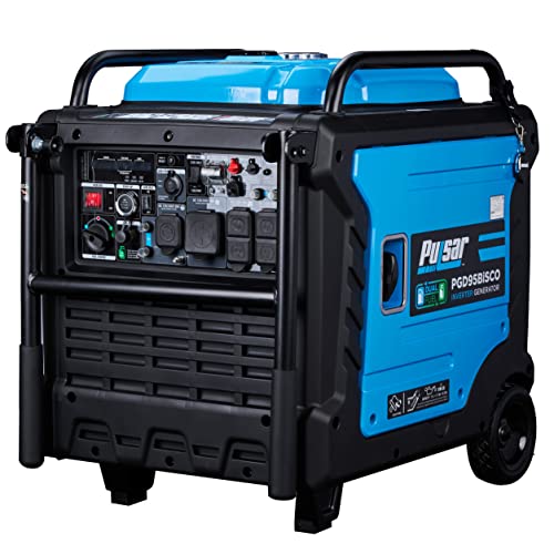 Pulsar PGD95BISCO Super Quiet Dual Fuel 9500W Home Use Backup Portable Inverter Generator With Remote Control and electric start (CO, low battery and low oil Shutoff), RV ready