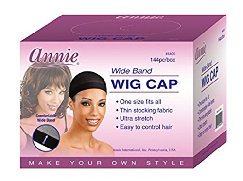 Annie Wide Band Wig Cap, Black, 144 Count