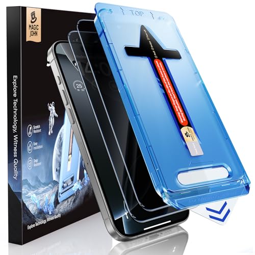 MAGIC JOHN 2 Pack for iPhone 16 Pro Max 6.9 inch Privacy Tempered Glass Screen Protector, Bubble Free, Easy Installation, Auto Dust-Elimination