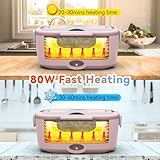 Electric Lunch Box Food Heater for Work, 80 W Food Warmer for Car Truck Travel with 2 Stainless Steel Containers 1.5 Liters Potable Self Heating lunch Box for Adults lonchera eléctrica portátil