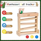 MORITECK Montessori Ball Drop Toy, Wooden Ball Tracker, Early Developmental Pound A Ball Toys for Toddlers for 1-3 Year Old, Montessori Ball Run Toys, Boys Girls Baby Birthday Gift