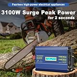 Pure Sine Wave Inverter 1500 Watt 12V to 110V 120V AC Surge Peak 3100W For 2 Seconds Power Inverter Built-in UL Fuse PD36W USB-C Port Compatible with Lithium Battery Starlink For Off-Grid Solar Car RV