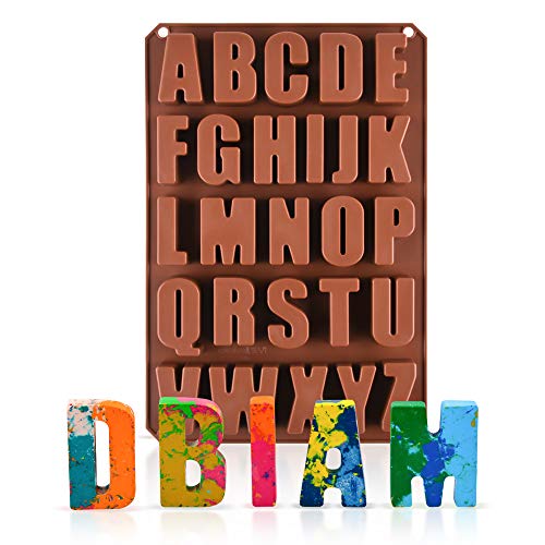 26 Cavities Large Letter Molds Silicone Alphabet Mold for Crayon, Resin, Chocolate, Candy, Wax, Cake Baking Decor (1)