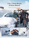 AstroAI 2" 1 Ice Scraper & Snow Shovel Kit, 47.2" Ice Scrapers for Car Windshield and 360° Pivoting Snow Brush, Extendable Snow Shovel with Foam Grip for Car, Trucks, SUVs, Vehicles（Orange）