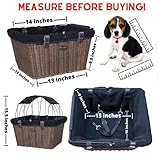 Travelin K9 Pet-Pilot MAX Wicker Bike Basket for Dogs/Cats - Includes Wire Cage Top w/Sun Shade + Plush Removable Padded Liner