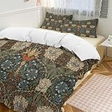 LOMADIA William Morris King Comforter Bed Set 3 Pieces, Vintage Art Garden Plants Herbs Flower Lightweight Bedding Comforters Sets, 102"x90" Comforters & 2 Pillow Shams