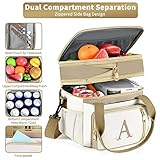 LOKASS Personalized Lunch Bag for Women Work, 16L Initial Insulated Lunch box for Adult/Womens Gift, Leakproof Personalized Gift Lunchbag with Adjustable Shoulder Strap, Cooler Bag Beige - J