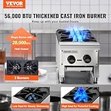 VEVOR Commercial Gas Stove with 2 Burners, Propane and Natural Gas Countertop Cooking Stove Range, Stainless Steel Gas Hot Plate, Commercial Cooking Equipment for Restaurant, 56,000 BTU