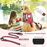 MOOGROU Service Dog Vest Harness and Leash Set+10 Patches,No Pull&Adjustable Reflective Dog Harness with Soft Padded Handle for Training/Everyday,Fit Small/Medium/Large/Extra-Large Dogs(Red XL)