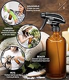 LiBa Amber Glass Spray Bottles 2 Pack, 16 oz Refillable Empty Spray Bottle for Cleaning, Essential Oils, Hair, Plants, Adjustable Nozzle for Squirt and Mist, Bleach/Vinegar/Rubbing Alcohol Safe