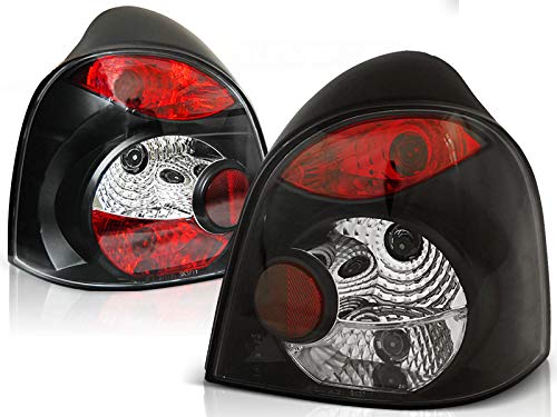 Rear Lights Compatible with Renault Twingo 1993 1994 1995 1996 1997 1998 1999 2000 2001 2002 2003 2004 2005 2006 2007 RS-1966 1 Pair Driver And Passenger Side Complete Set Tail Light Tail Lamp Black