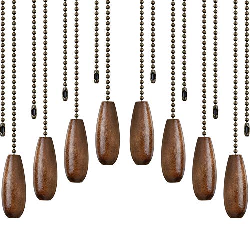 8 Pieces Ceiling Fan Pull Chains Extender Wooden Pendant Pull Chain Extension for Ceiling Light Lamp Fan(Walnut Color)