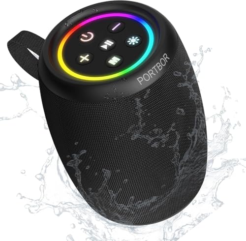 Bluetooth Speaker, Portable Wireless, Powerful Stereo Sound, IPX5 Waterproof, BT5.3, 15H Playtime, TWS Pairing, for Outdoor/Home/Travel/Beach/Shower, Electronics Gadgets, Birthday Gifts for Him Her