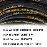 Hourleey 50FT Pressure Washer Hose with 3/8 Inch Quick Connect, High Tensile Wire Power Washer Hose, 4000 PSI