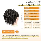 PEACOCO Drawstring Ponytail Afro Kinky Curly Ponytails for Black Women, 6 Inch African American Ponytail Extensions Synthetic Hair with 2 Combs and Elastic Net (2#)