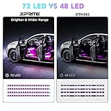 Xprite RGB LED Car Interior Bluetooth USB Light Strip, w/Wireless Remote and APP Control,4 PCS Under Dash Footwell Ambient Lights Kits, DIY Music Mode Universal for Vehicle Internal, SUV, Trucks