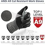 Schwer ProGuard Highest Level Cut Resistant Work Gloves PR3326 for Extreme Protection，ANSI A9 Cut Gloves with Reinforced Thumb, Non Slip, Breathable, Durable, Touch-screen, PFAS Free, Black 1 Pair（L）