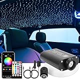 CHINLY 16W 650pcs 0.03in 13.1ft Fiber Optic Lights Star Ceiling Headliner Light Kit, APP Car Use Bluetooth RGBW LED, Remote Music Mode Optical Fiber+Adapter+Cigarette Lighter for Car/Home Theater