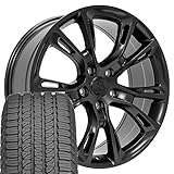 OE Wheels JP16 20 Inch Rims and Tires Fit Jeep Grand Cherokee Spider Monkey SRT8 Style 5x127 20x8.5 Satin Black - Fortera HL 265/50-20 (Set of 4)