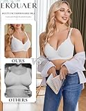 Ekouaer Nursing Bra Wavy Breastfeeding Bras for Women Seamless Maternity Support Wireless Pregnancy Sleep Bralette White S