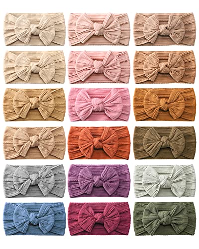 jollybows 18pcs Baby Nylon Headbands Hair Bow Elastics Hairbands Hair Accessories for Baby Girls Newborn Infant Toddlers Kid