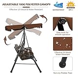 AECOJOY 3-Seat Proch Swing Chair, Patio Swing with Canopy, 2 Side Trays, 3 Pillows & Removable Cushion, Patio Wicker Swing with Stand Outdoor Swings for Adults, Balcony, Garden, Deck(Brown Rattan)