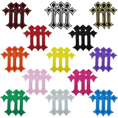 39pcs Cross Patches, Iron On Patches for Clothes Repair Cross Applique DIY Iron On Patch Chrome Heart Patches, Embroidery Decorative for Clothing Jeans Hats Shirts Jackets Backpacks