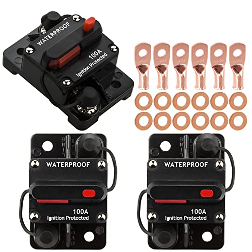 Hamolar 3 Pack 100 Amp Circuit Breaker Manual Reset Car Marine Trolling Motors Boat ATV Manual Power Protect for Audio System Fuse 12V-48VDC