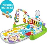 Fisher-Price Baby Playmat Deluxe Kick & Play Piano Gym Learning Toy & 2 Maracas Soft Rattles for Newborn to Toddler Play Ages 0+ Months