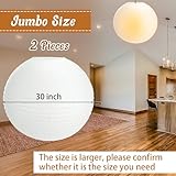 Lanties 2 Pcs Chinese Paper Lantern 30 Jumbo Round Lantern Lamp Japanese Hanging Ball luminary for Bridal Shower Decoration Anniversary Birthday Classroom Ceiling Wedding Party Supply(White)