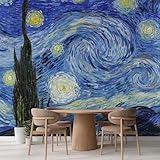 wall26 - Starry Night by Vincent Van Gogh - Dutch Impressionism - 20th Century Artist - Peel and Stick Large Wall Mural, Removable Wallpaper, Home Decor - 66x96 inches