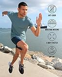 INTO THE AM 3 Pack Athletic Workout Shirts for Men Fitted Gym Sports Running Fitness Dry Fit Plain Tees Multipack (Grey/Navy/Teal, Large)