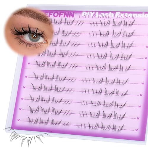 Eefofnn Bottom Lash Clusters Wispy Eyelash Clusters Natural Clear Band Bottom Lashes DIY Lash Extension Left+Right Eyelash Extension Thin Lower Individual Lashes Short Bottom Eyelashes Easy to Use