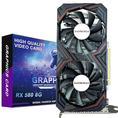 SHOWKINGS Radeon RX 580 8GB Graphics Card, 256Bit 2048SP GDDR5 AMD Video Card for Pc Gaming, DP HDMI DVI-Output, PCI Express 3.0 with Dual Fan for Office and Gaming