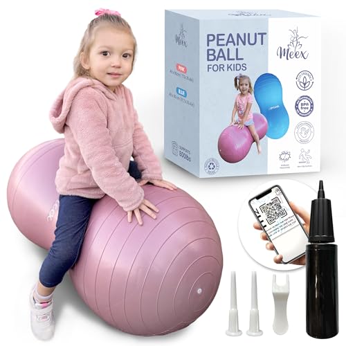 Meex Sensory Peanut Ball for Kids Therapy and Exercise - Enhance Balance, Motor Skills and Physical Therapy Calming Development with Our Yoga Ball - Flexible Seating for Autistic Children (Pink)
